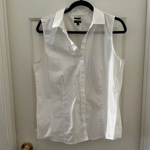 Talbots White Button Down Sleeveless Top